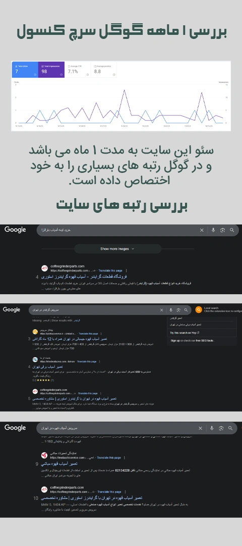 نمونه کار سئو (SEO) سایت شرکتی و فروشگاهی گرایندرز استوری